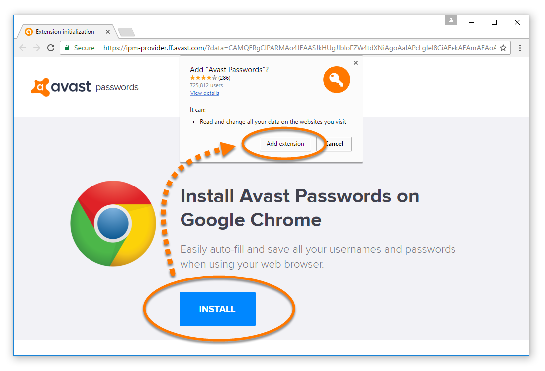 Activate avast password extension